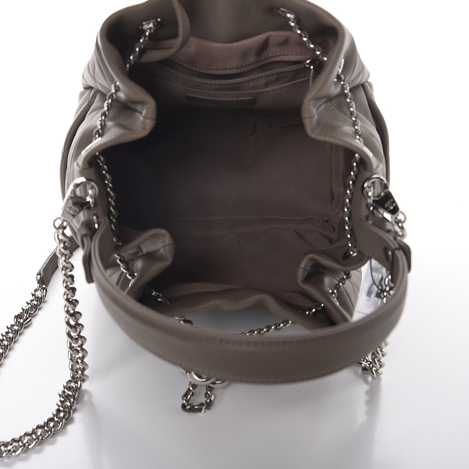 Chanel Grained Calfskin Quilted Medium Chain Bucket Bag Khaki 5 of 7