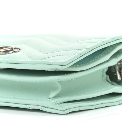 Gucci Calfskin Matelasse GG Marmont Mini Wallet On Chain Water Green 5 of 10