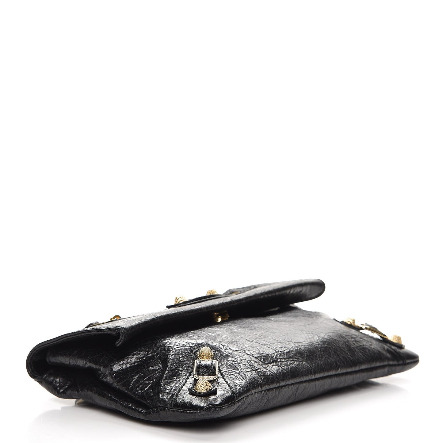 Agneau Giant 12 Gold Hardware Mini Envelope Strap Clutch Black