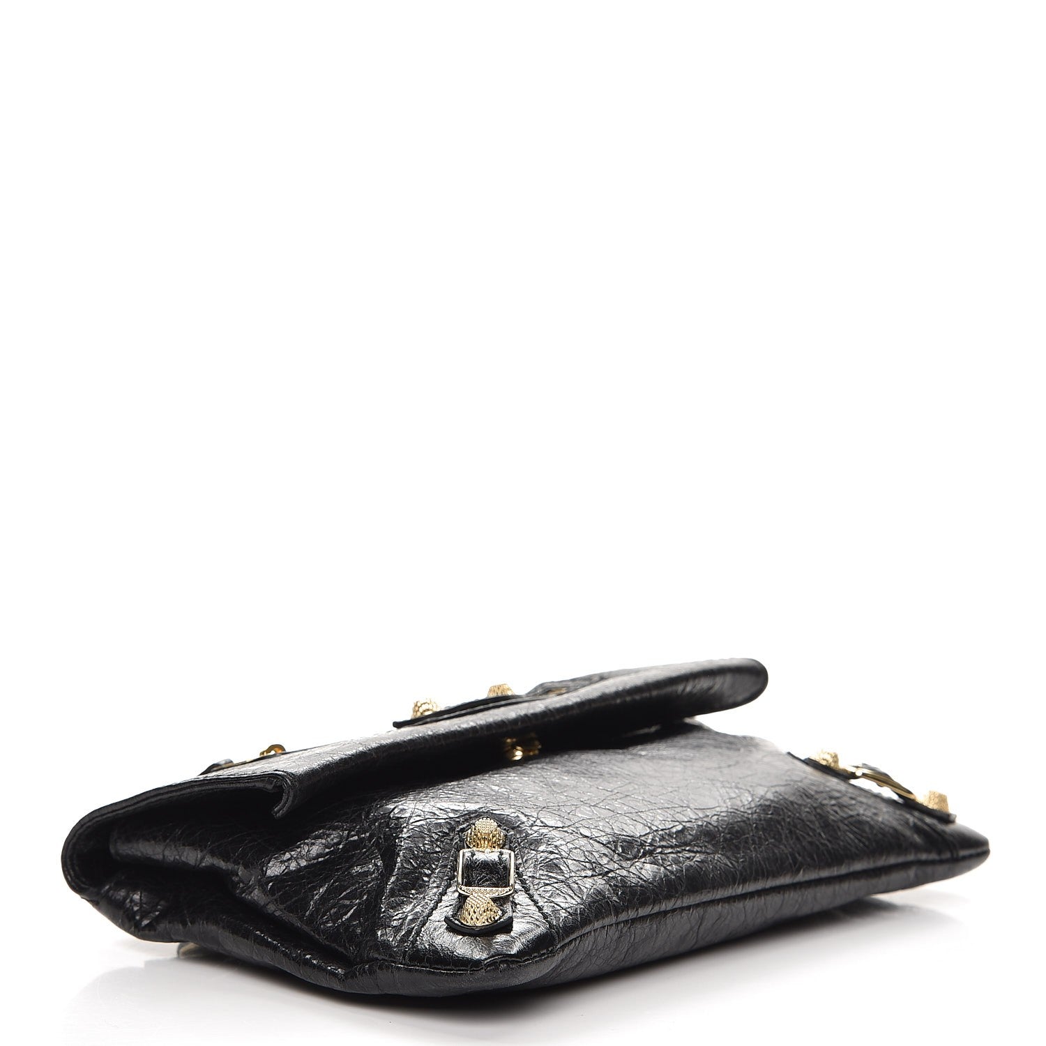 Balenciaga Agneau Giant 12 Gold Hardware Mini Envelope Strap Clutch Black 4 of 7
