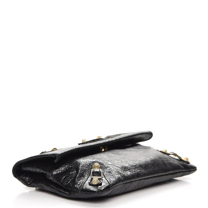 Balenciaga Agneau Giant 12 Gold Hardware Mini Envelope Strap Clutch Black 4 of 7