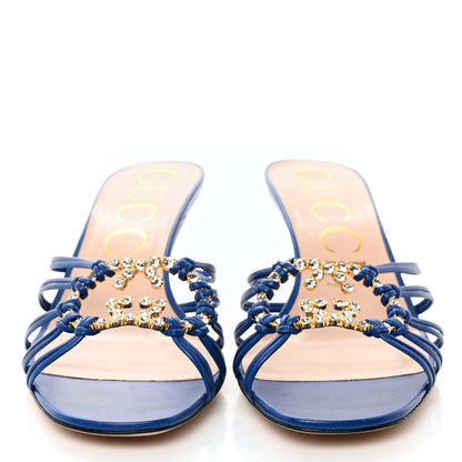 Gucci Malaga Kid Crystal GG Isa Ankle Strap 55mm Sandals 39.5 Blue 2 of 10