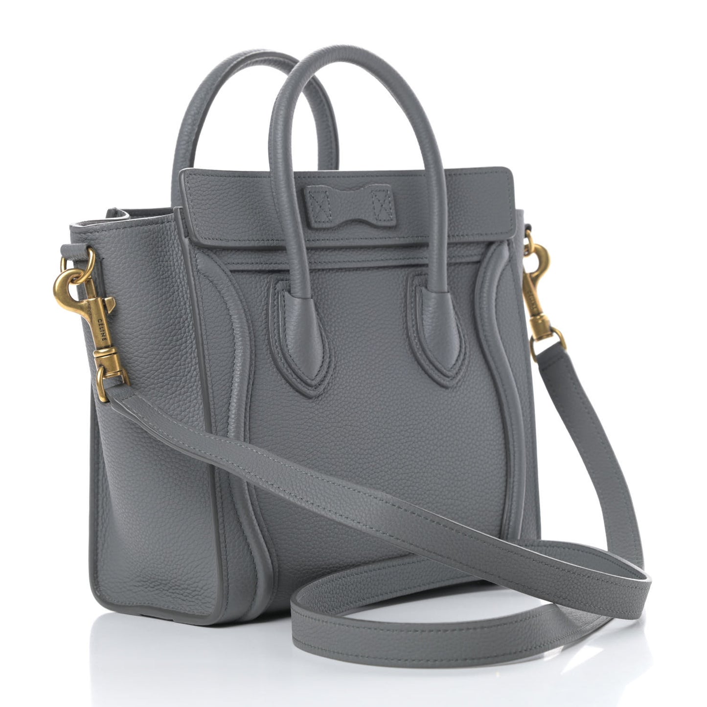 Drummed Calfskin Nano Luggage Kohl