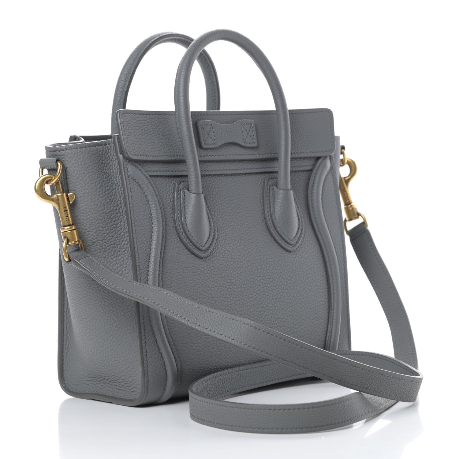 Celine Drummed Calfskin Nano Luggage Kohl 3 of 12