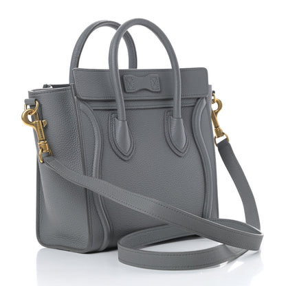 Celine Drummed Calfskin Nano Luggage Kohl 3 of 12