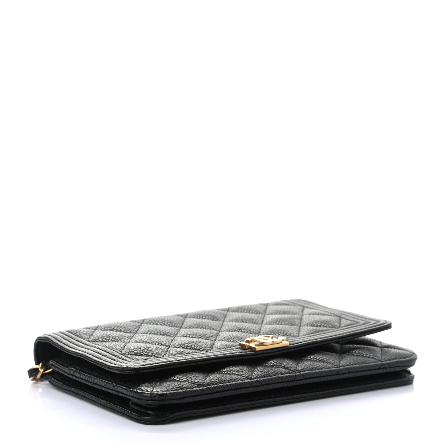 Caviar Quilted Boy Wallet On Chain WOC Black