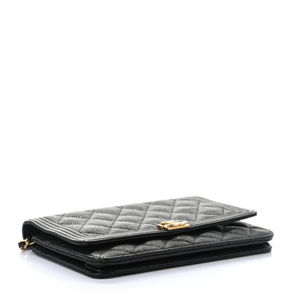 Chanel Caviar Quilted Boy Wallet On Chain WOC Black 4 of 8