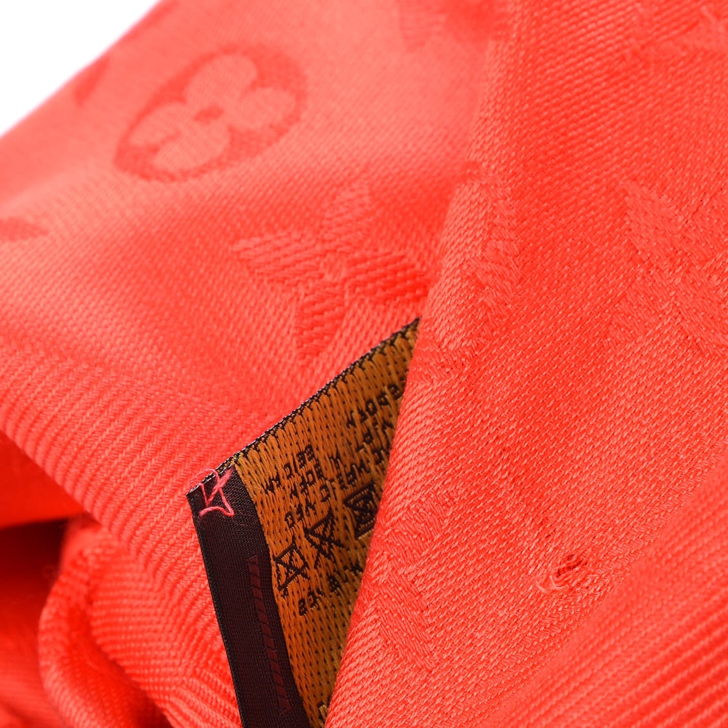 Silk Wool Monogram Shawl Coquelicot