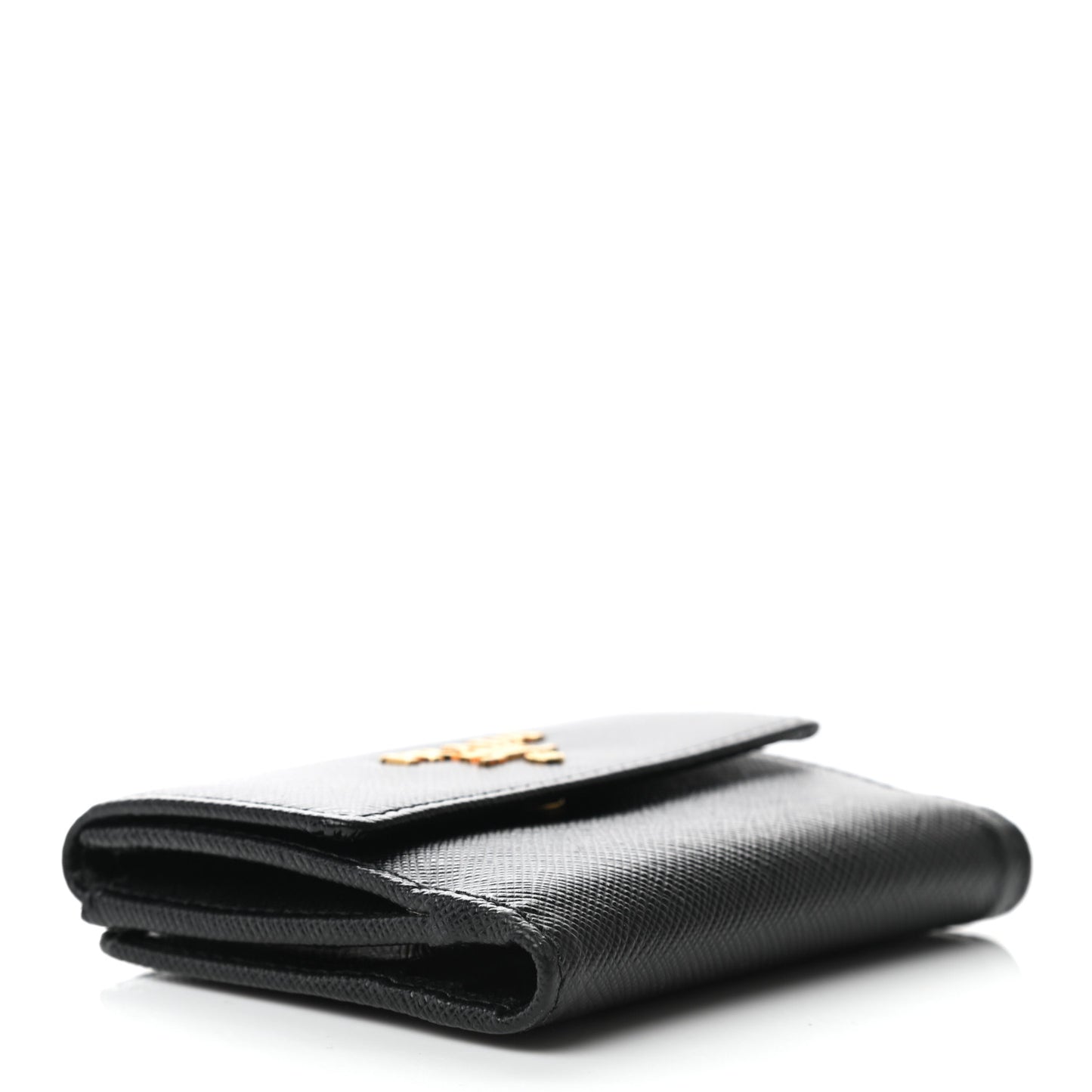 Saffiano Metal Flap Card Holder Black
