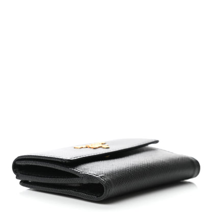 Prada Saffiano Metal Flap Card Holder Black 4 of 8