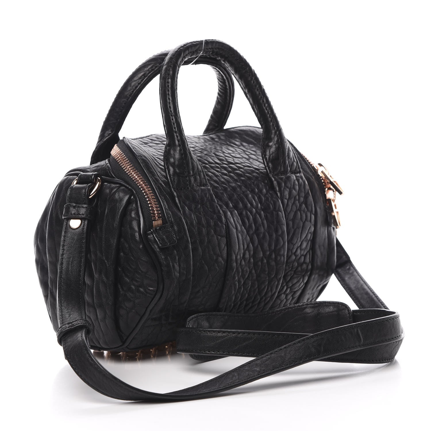 Alexander Wang Pebbled Lambskin Mini Rockie Black Rose Gold Hardware 4 of 11