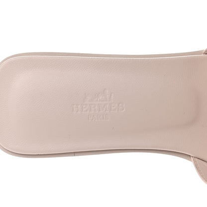 Hermes Box Calfskin Oran Sandals 37 Rose Pale 6 of 9
