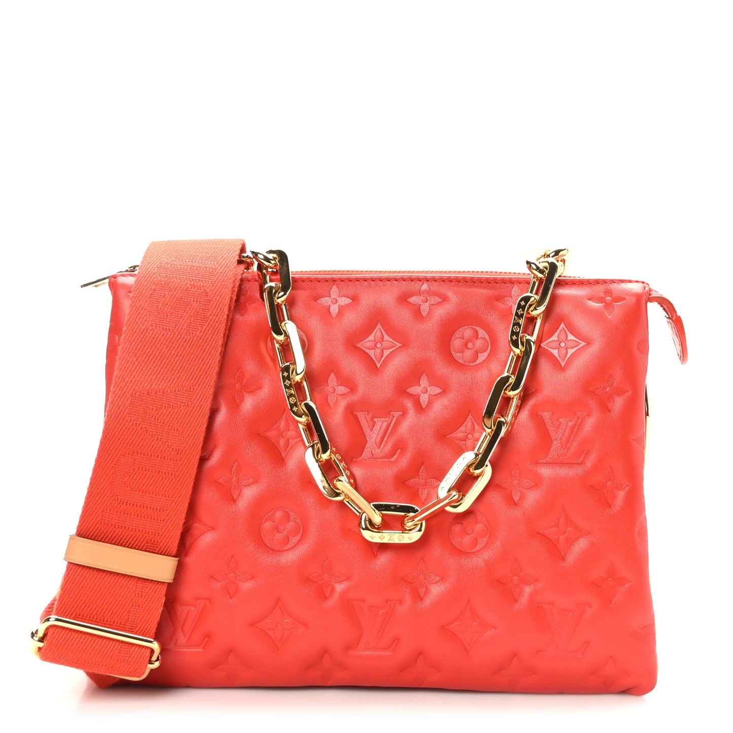 Lambskin Embossed Monogram Coussin PM Red