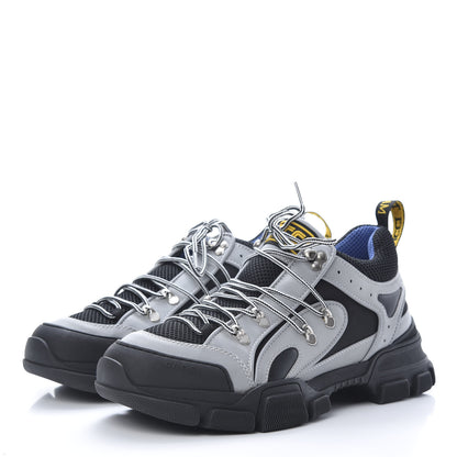 Gucci X SEGA Mesh Technical Canvas Calfskin Reflective Mens Flashtrek Sneakers 10 Silver Black 3 of 8