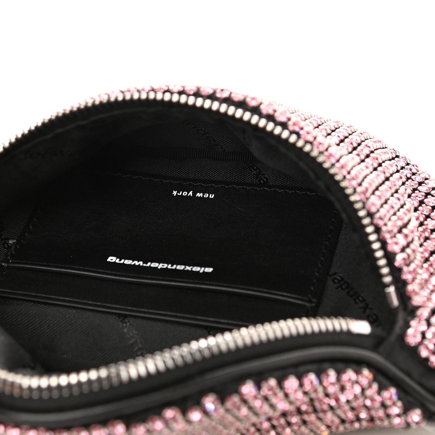 Rhinestone Mesh Mini Attica Belt Bag Prism Pink