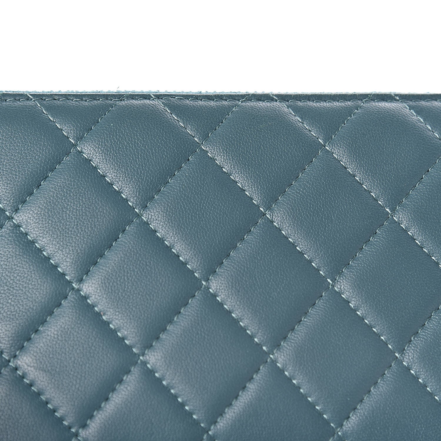 Chanel Lambskin Quilted Large Gusset Zip Around Wallet Turquoise 13 of 15
