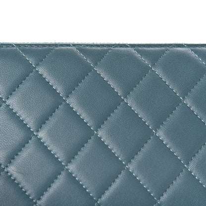 Chanel Lambskin Quilted Large Gusset Zip Around Wallet Turquoise 13 of 15