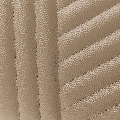 Saint Laurent Grain De Poudre Mixed Matelasse Triquilt Monogram Chain Wallet Dark Beige 10 of 11