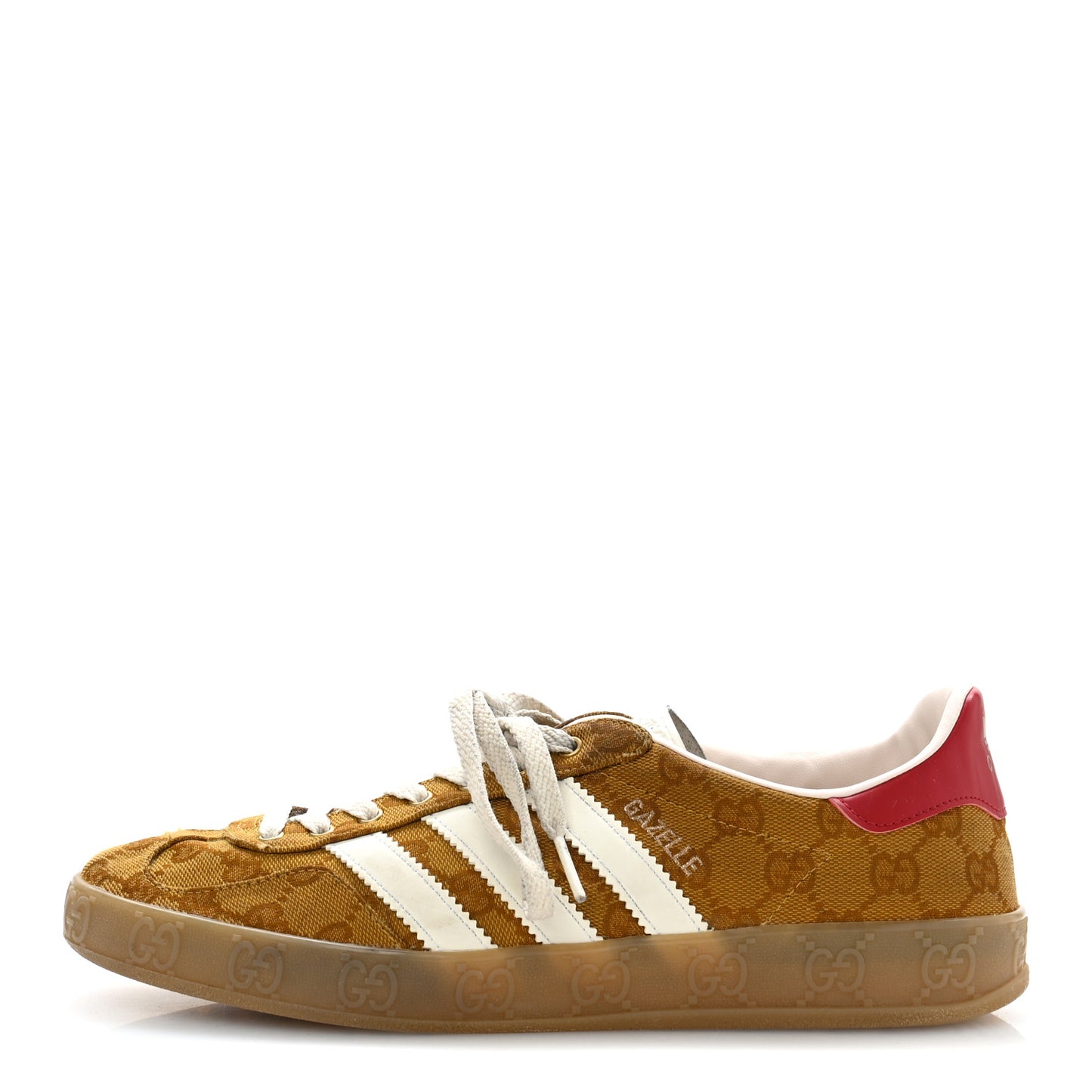 X ADIDAS Vintage GG Monogram Mens Gazelle Sneakers 9.5 Mid Natural Nut Off White