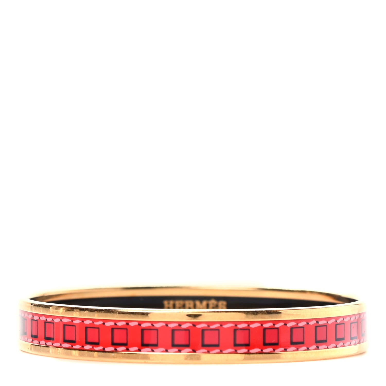 Hermes Enamel Printed Colliers de Chiens Narrow Bracelet size 65 1 of 4