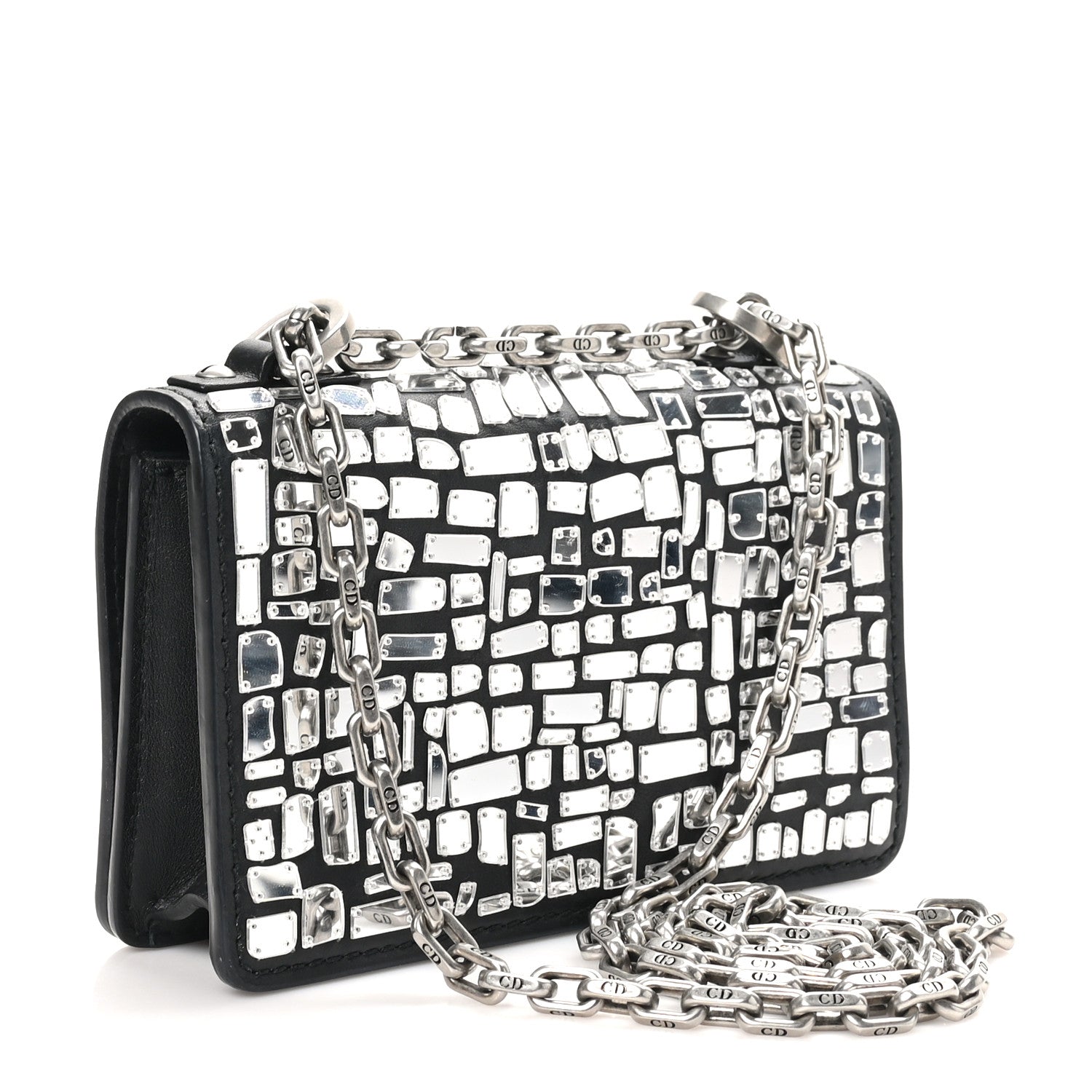 Christian Dior Smooth Calfskin Embroidered Mosaic of Mirrors Mini J'Adior Chain Flap Bag Black 3 of 9