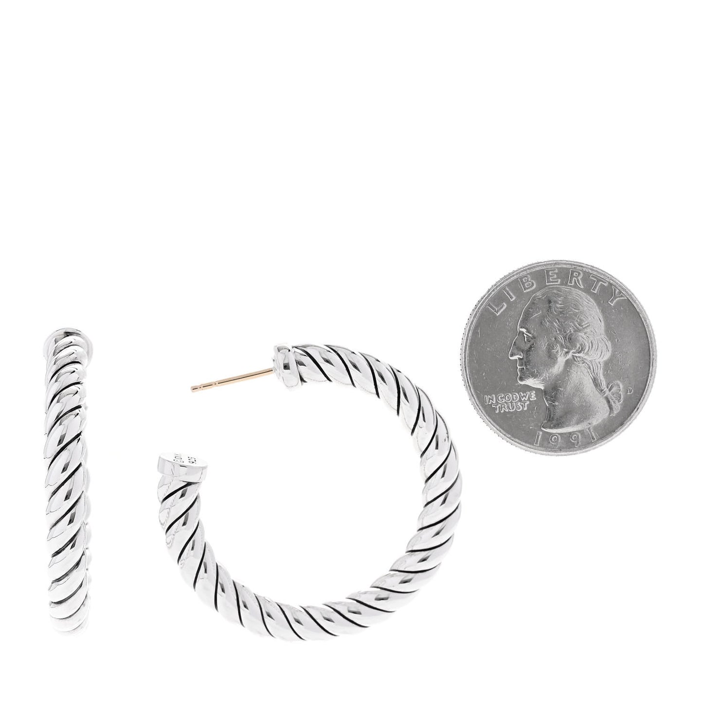 Sterling Silver Sculpted Cable Hoop Earrings