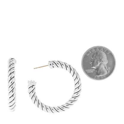 David Yurman Sterling Silver Sculpted Cable Hoop Earrings 2 of 4