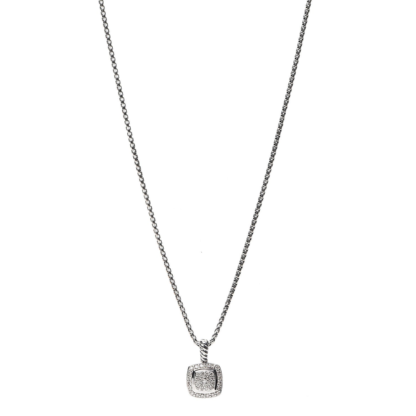 Sterling Silver Diamond Pave 7mm Petite Albion Pendant Necklace