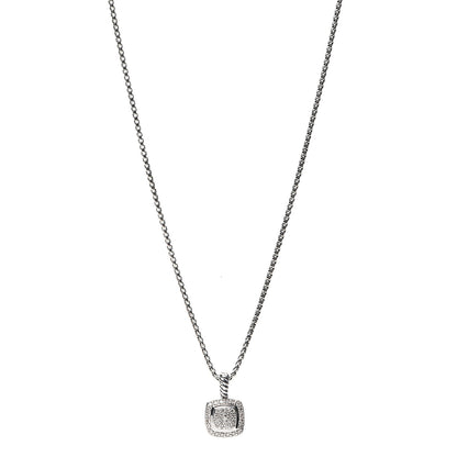 David Yurman Sterling Silver Diamond Pave 7mm Petite Albion Pendant Necklace 1 of 5
