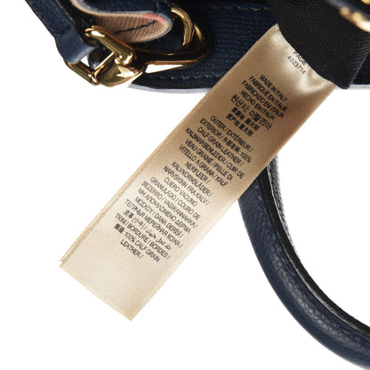 Burberry Grainy Calfskin House Check Baby Banner Tote Ink Blue 8 of 9
