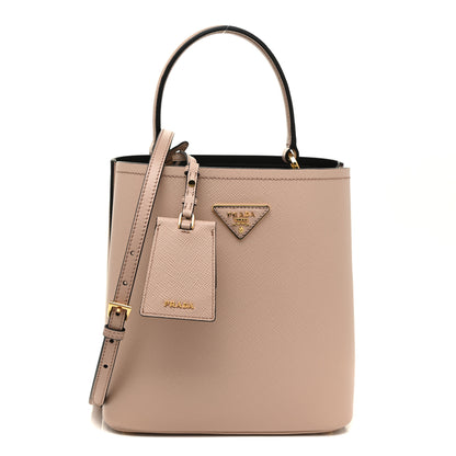 Prada Saffiano Cuir Medium Panier Bucket Bag Cipria Black 1 of 10