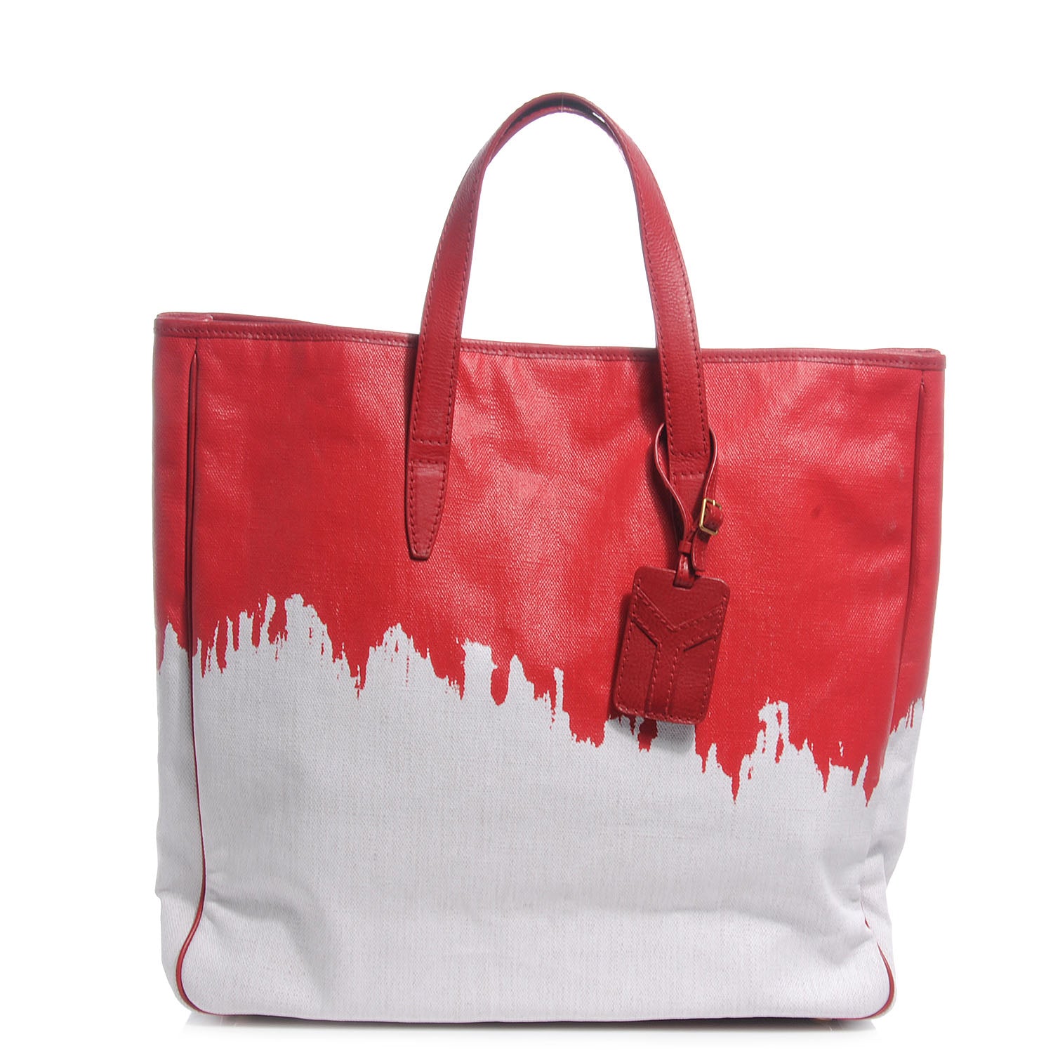 Saint Laurent Canvas Raspail Cascade Print Tote Red 1 of 8