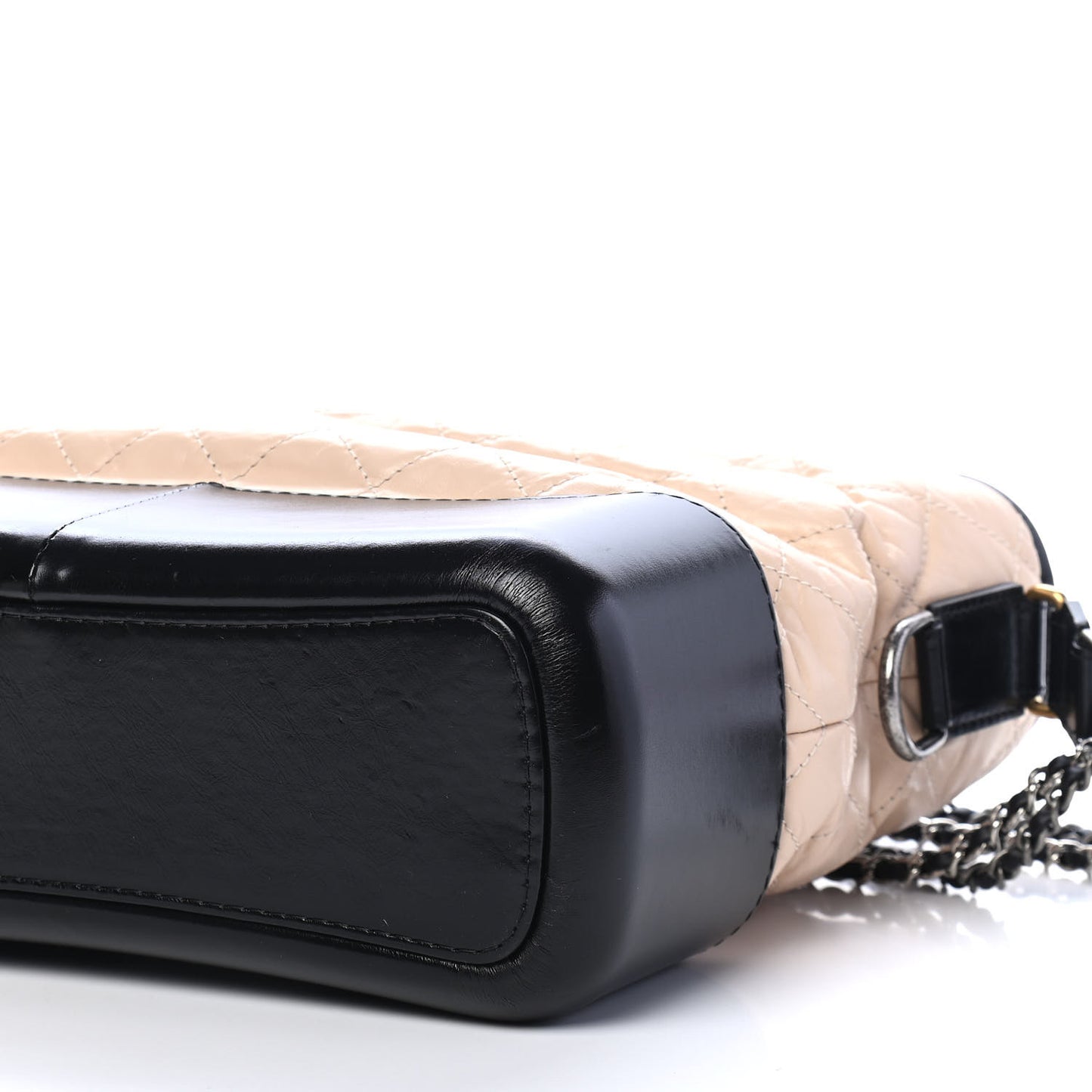 Aged Calfskin Quilted Medium Gabrielle Hobo Beige Black