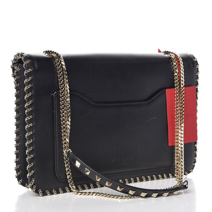 Valentino Garavani Calfskin Groumette Medium Rockstud Demilune Shoulder Bag Black 3 of 8