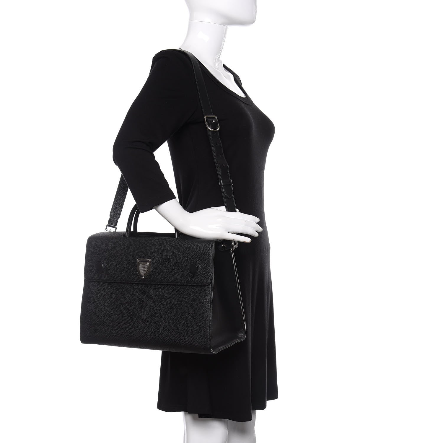 Christian Dior Grained Calfskin Large Diorever Flap Black 2 of 10