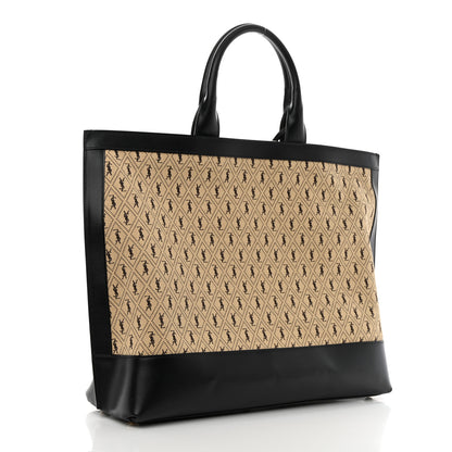 Saint Laurent Canvas All-Over Monogram Cabas Tote Beige Black 3 of 10
