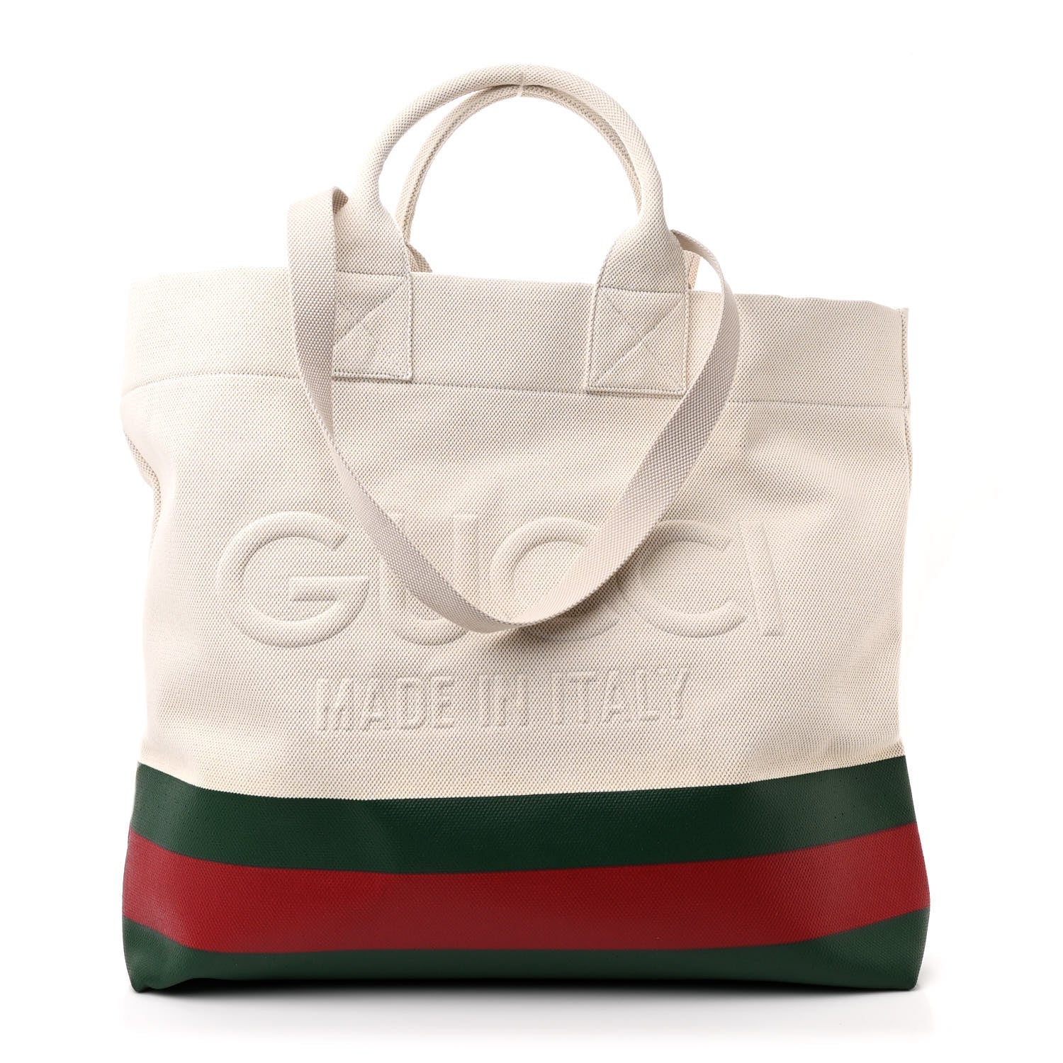 Gucci Canvas Logo Embossed Ophidia Tote Beige 1 of 10