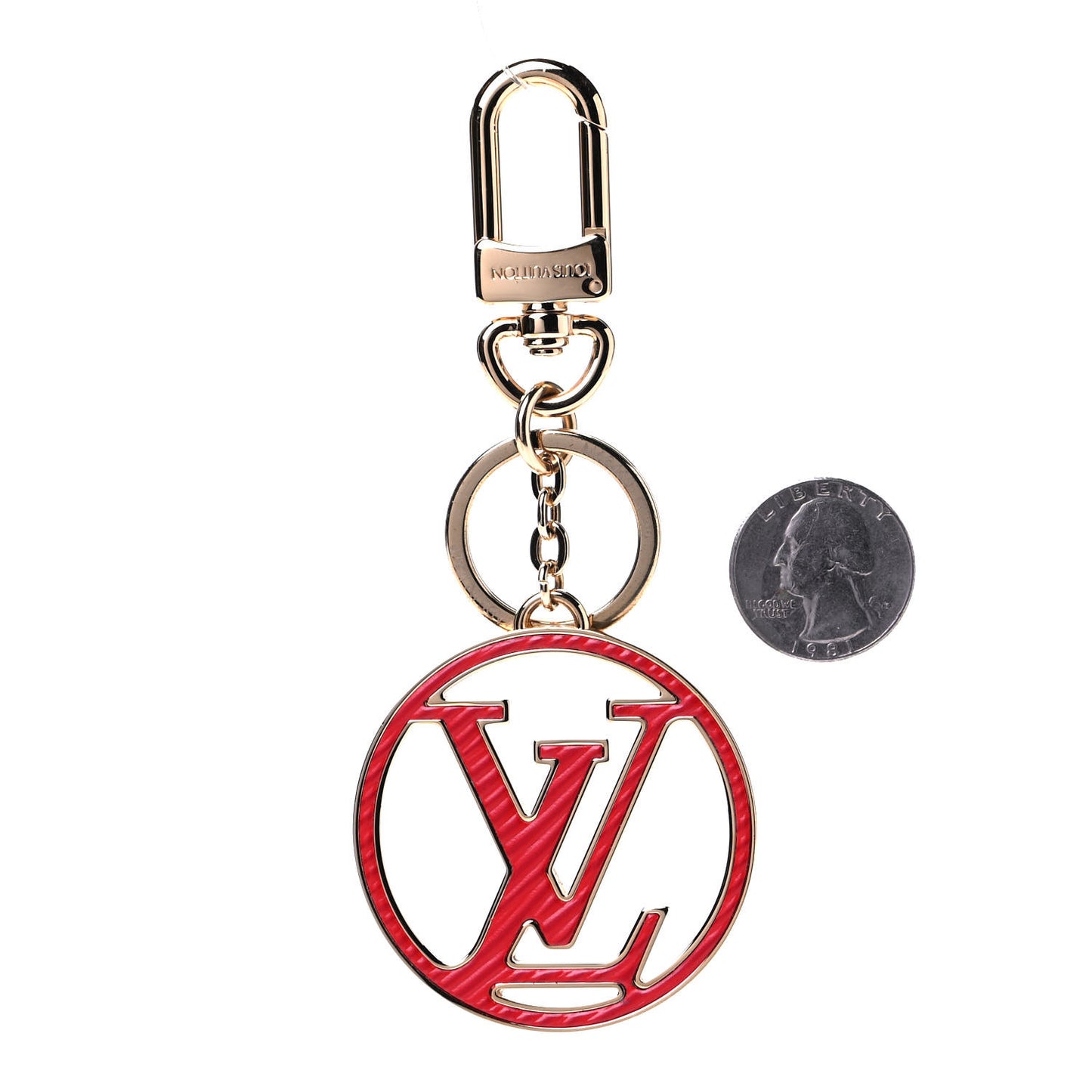 Epi LV Circle Bag Charm Key Holder Red Pink