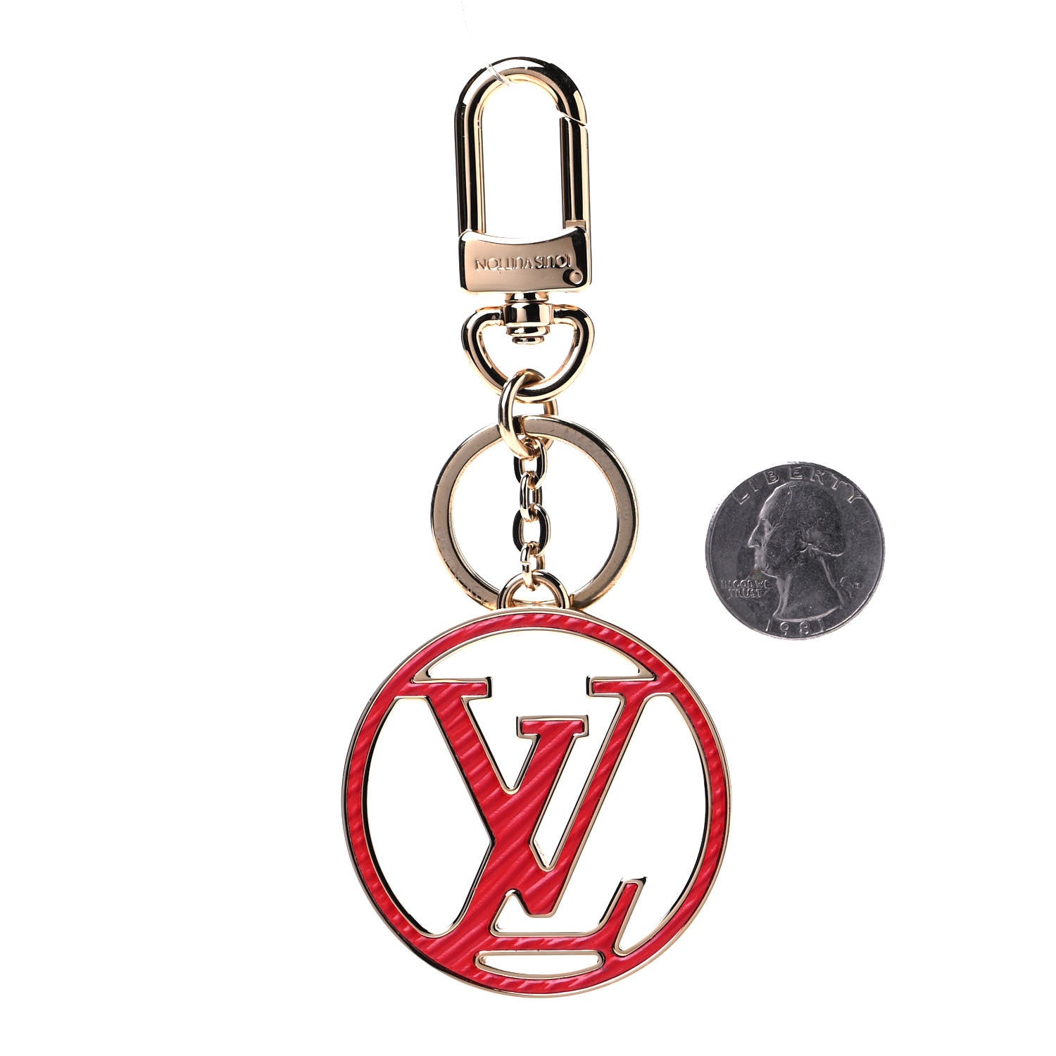 Louis Vuitton Epi LV Circle Bag Charm Key Holder Red Pink 3 of 3