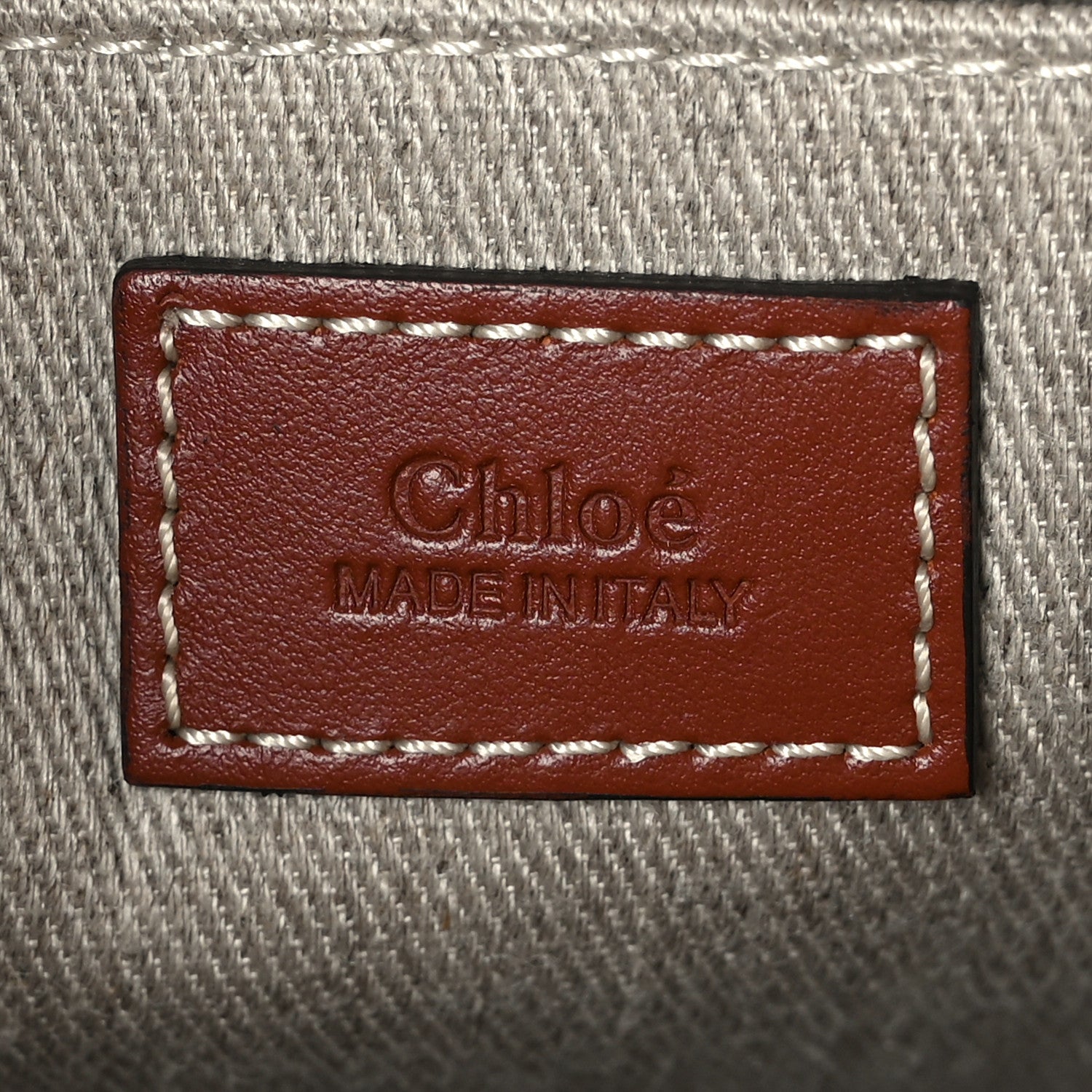 Chloe Cotton Calfskin Medium Woody Ribbon Tote White Brown 6 of 8