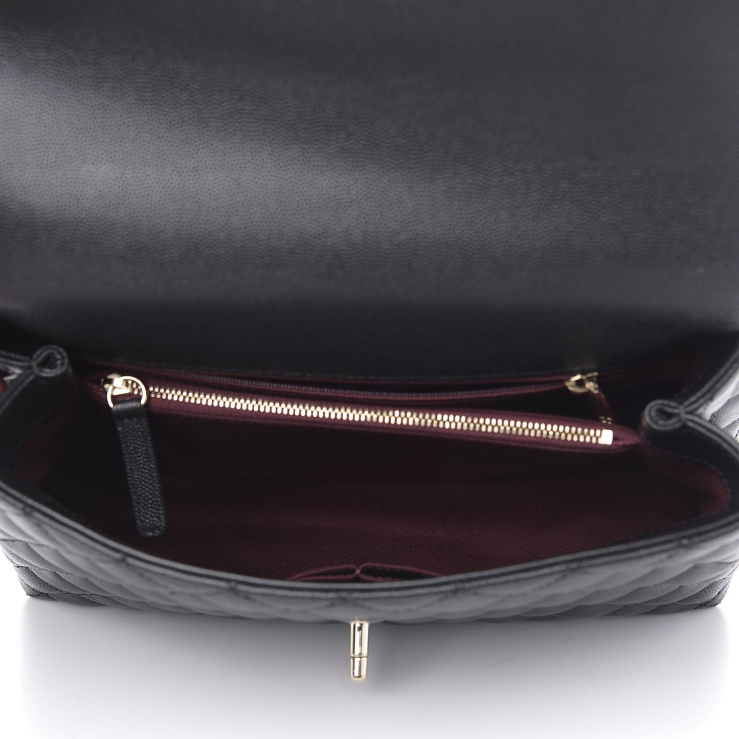 Caviar Quilted Small Coco Handle Flap Black