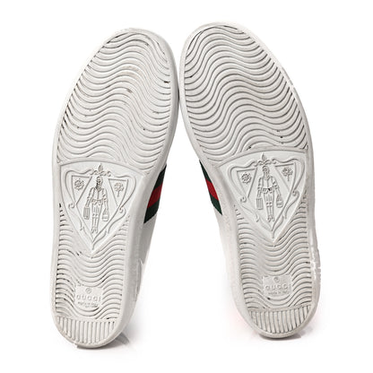 Gucci Calfskin Ayers Bee Embroidered Womens Ace Sneakers 38 White Green 6 of 9