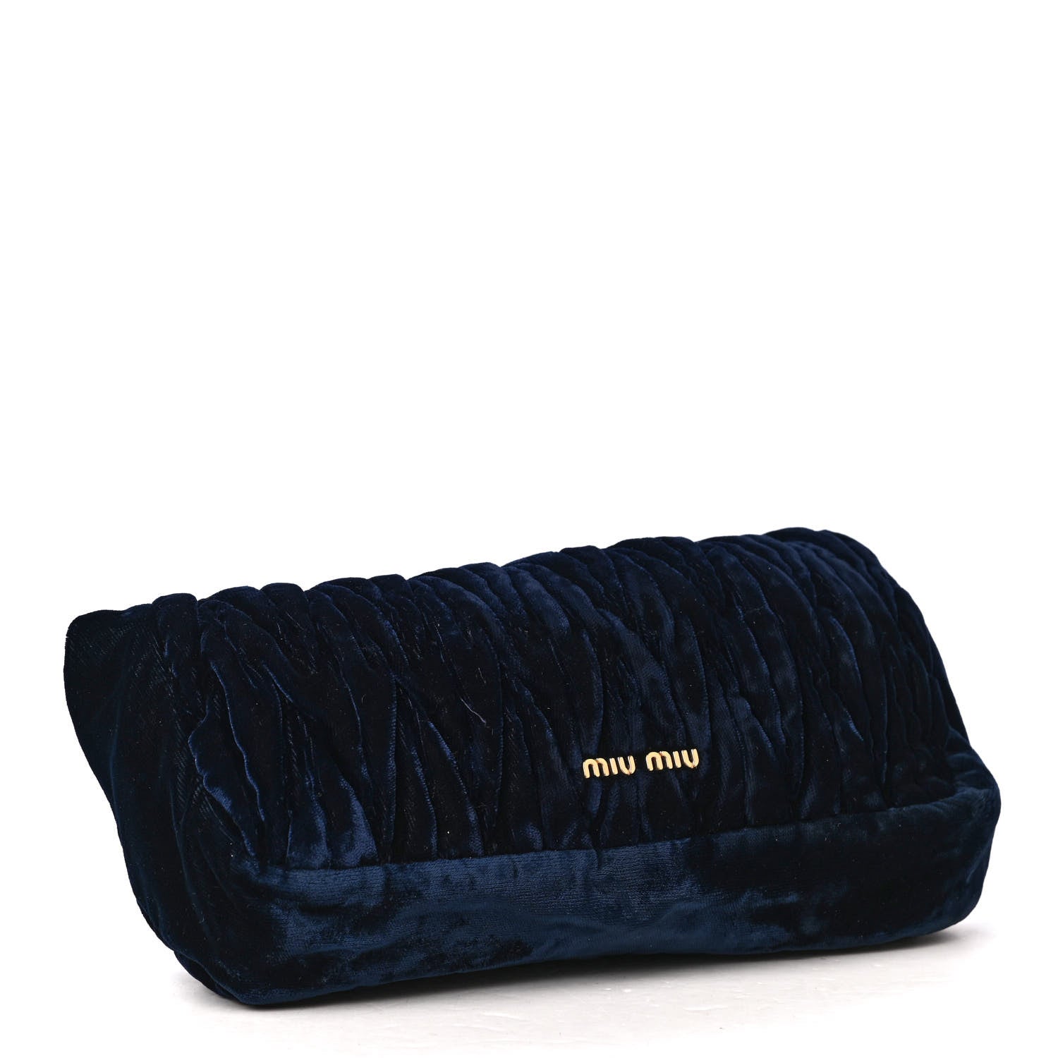 Miu Miu Velvet Matelasse Crystal Fold Over Clutch Dark Blue 2 of 5