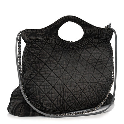 Chanel Denim Quilted 31 Denimpression Shopping Bag Grey Black 3 of 10