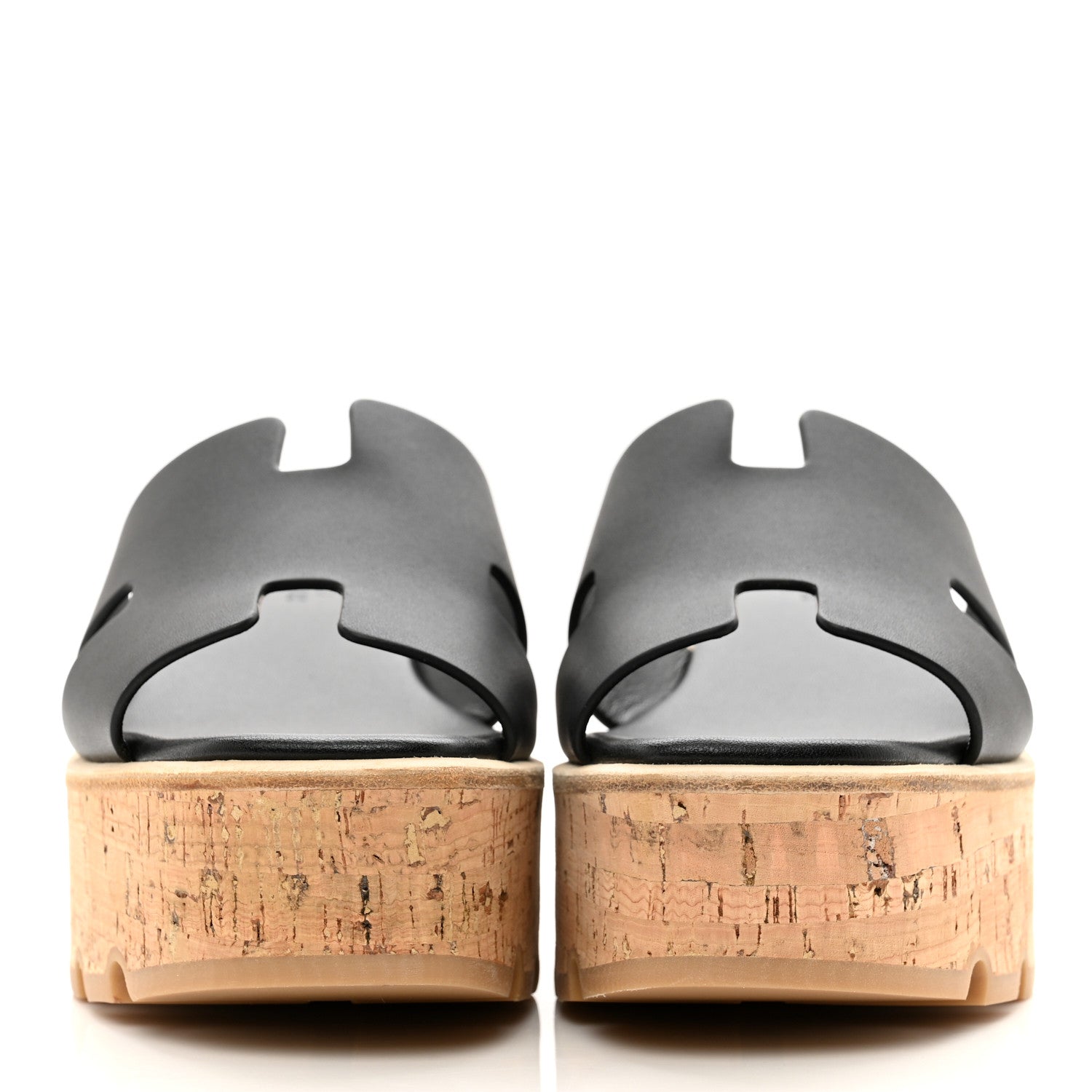 Hermes Calfskin Cork Eze 30 Sandals 38 Black 2 of 8