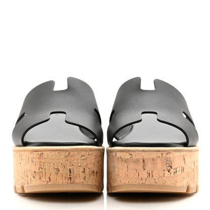 Hermes Calfskin Cork Eze 30 Sandals 38 Black 2 of 8