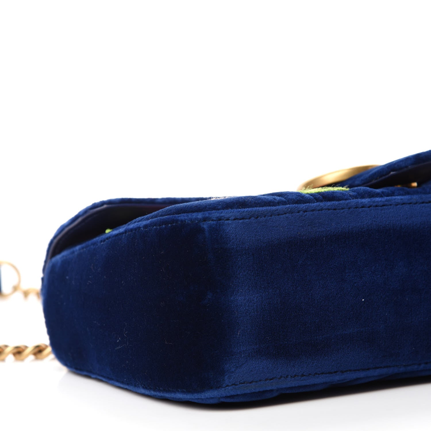 Gucci Velvet Matelasse Deer Embroidered Small GG Marmont Shoulder Bag Cobalt 6 of 11