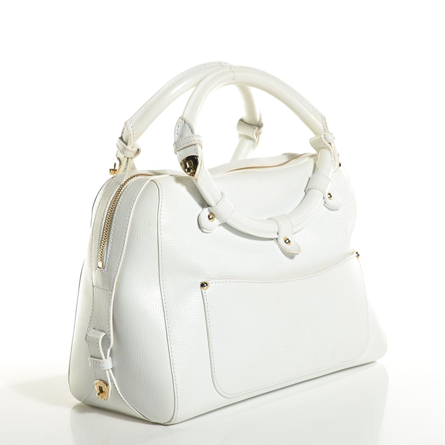 Jimmy Choo Textured Calfskin Tahula Satchel White 3 of 6