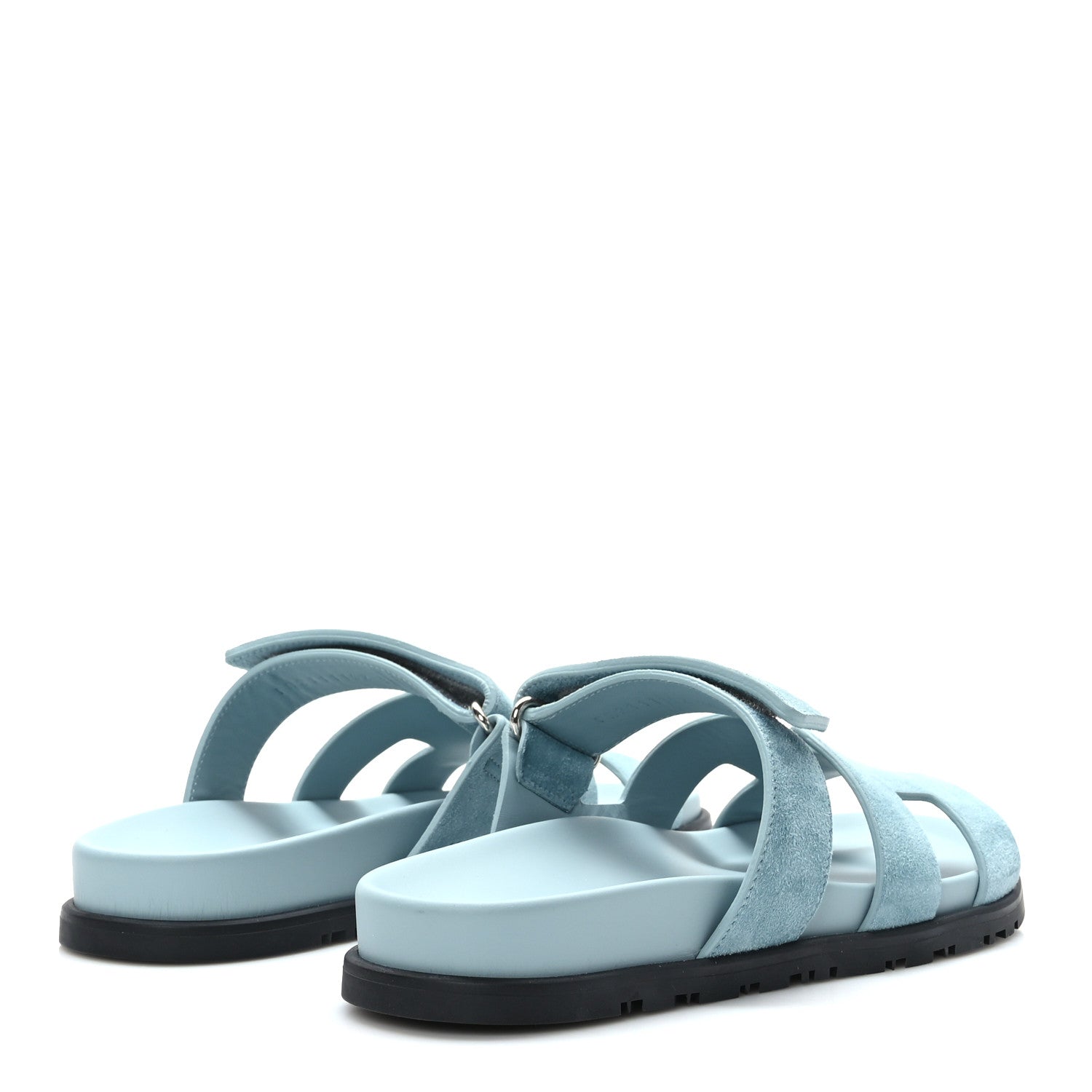 Hermes Suede Goatskin Womens Chypre Sandals 38 Vert D'eau 4 of 8