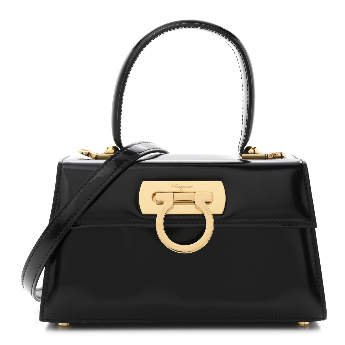 Brushed Off Calfskin Mini Iconic Top Handle Bag Black